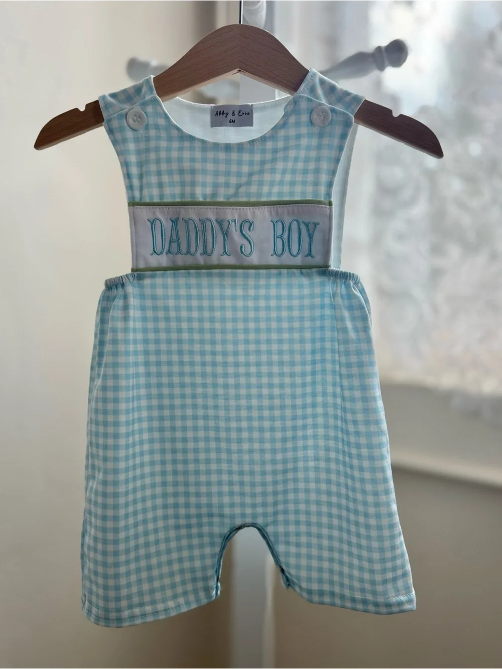 Daddy's Boy Blue Gingham Romper